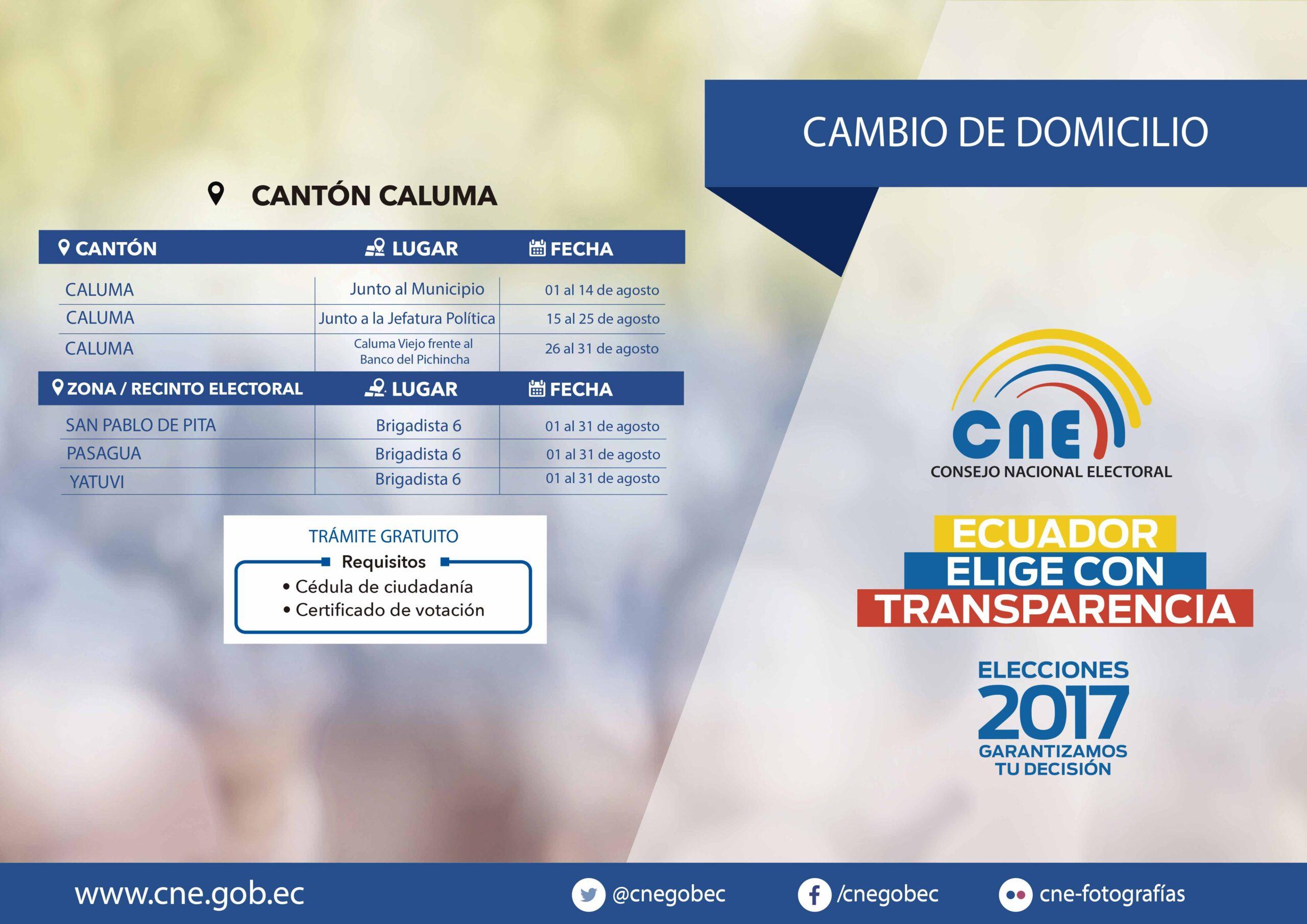 CAMBIO DE DOMICILIO - CALUMA   FB