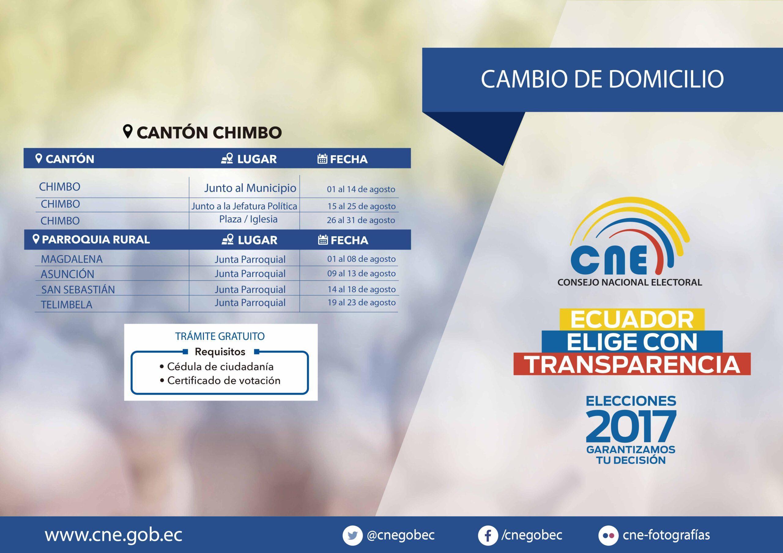 CAMBIO DE DOMICILIO - CHIMBO   FB