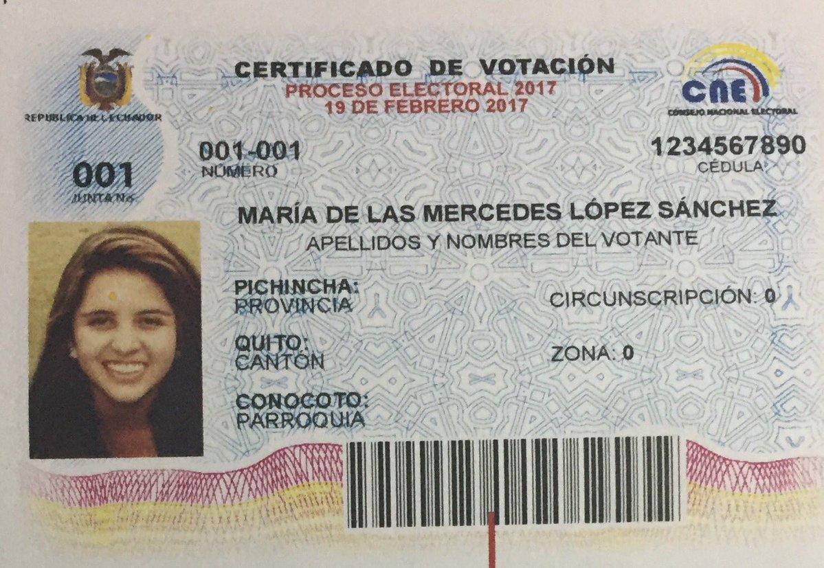 Nuevo certificado de votación