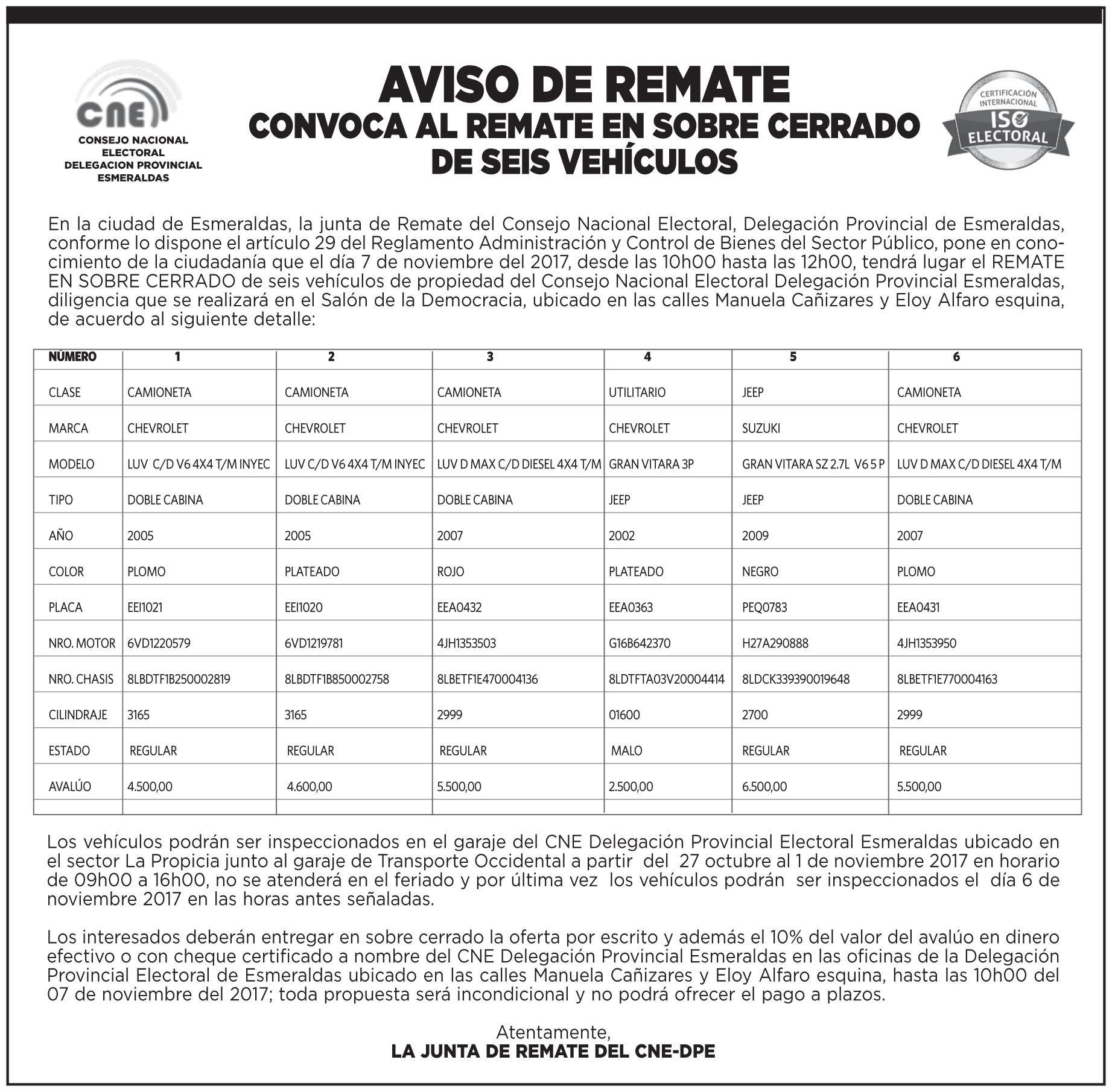 arte final remate vehículos 2017