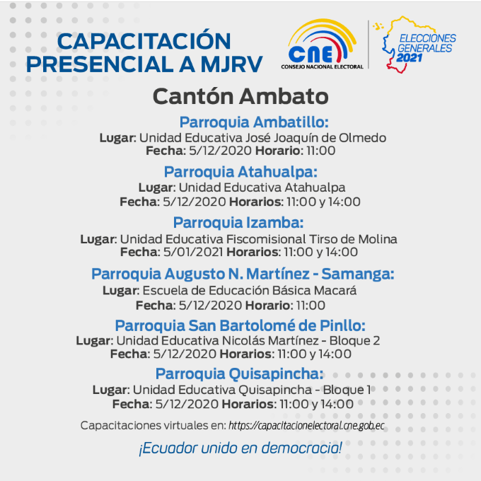 CAPACITACIÓN PRESENCIAL - CANTÓN AMBATO 1 - BOLETÍN